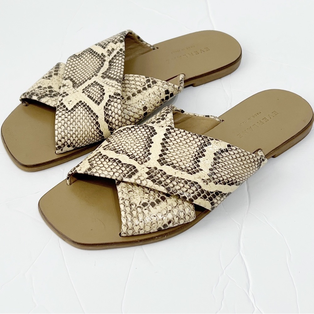 Everlane snakeskin slip on sandal 6.5